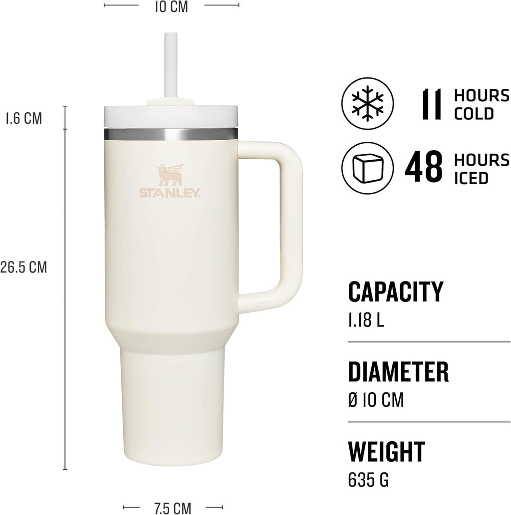 Stanley Quencher Pipetli Termos Bardak, 1.18 Litre, Krem