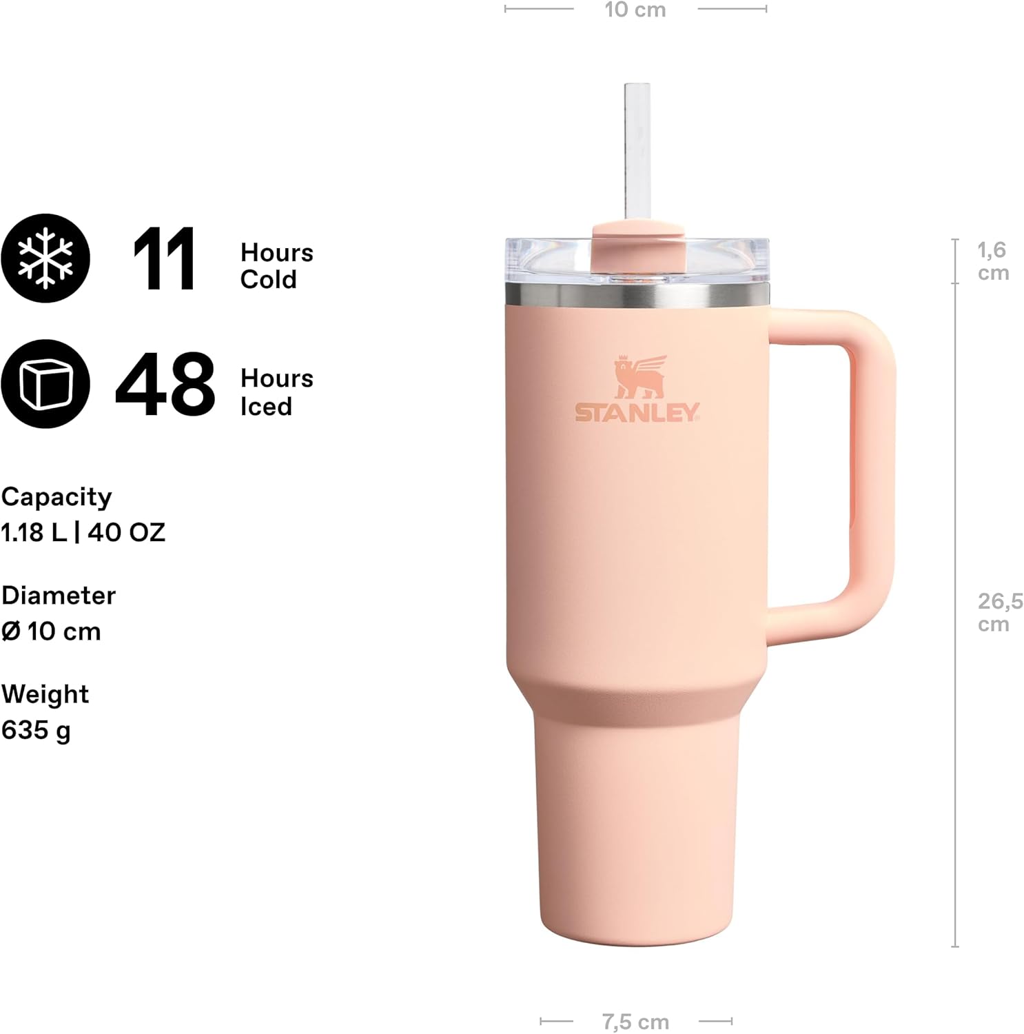 Stanley Quencher Pipetli Termos Bardak, 1.18 Litre, Pastel Turuncu (Orange Cream)