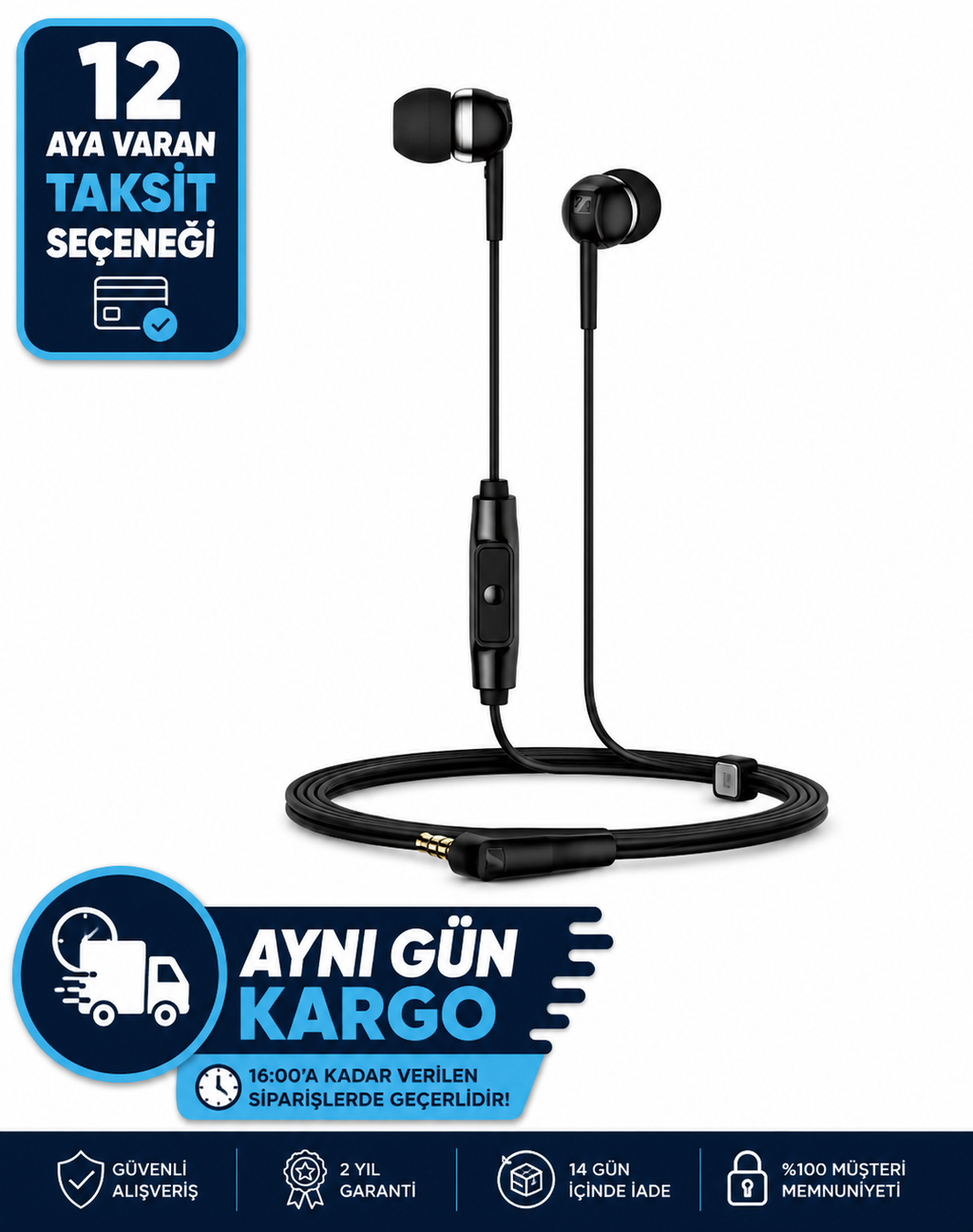Sennheiser CX 80S Mikrofonlu Kulak İçi Kulaklık, Kablolu, Siyah