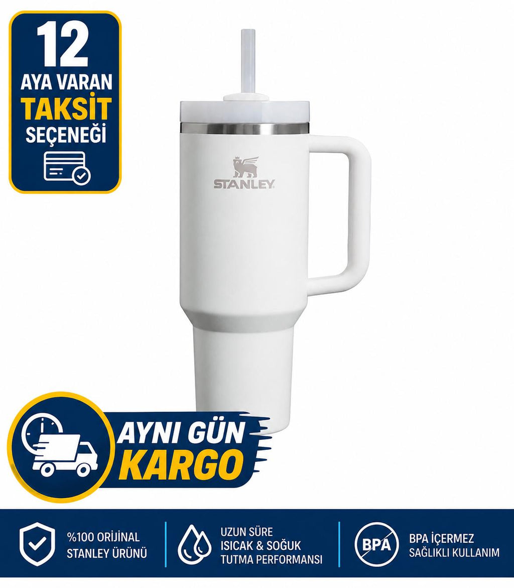 Stanley Quencher Pipetli Termos Bardak, 1.18 Litre, Krem