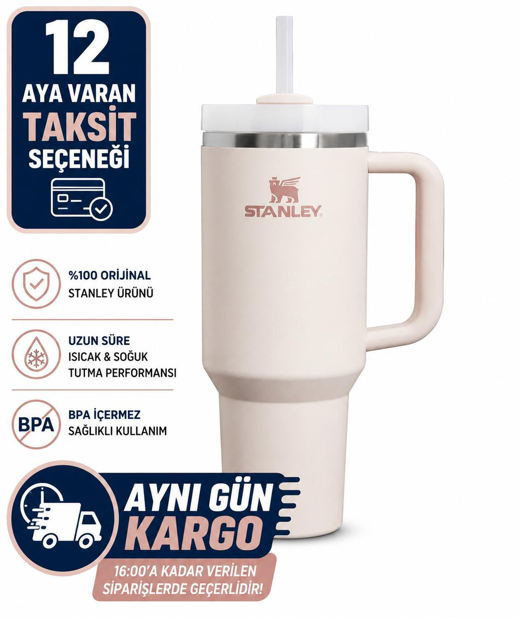 Stanley Quencher Pipetli Termos Bardak, 1.18 Litre, Pembe Kuvars (Rose Quartz)