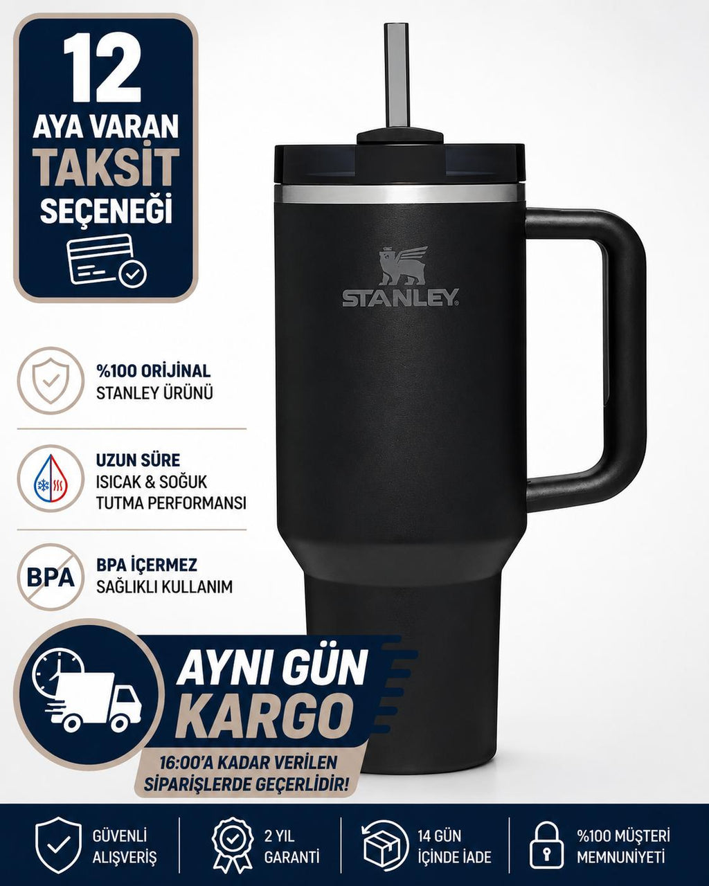 Stanley Quencher Pipetli Termos Bardak, 1.18 L